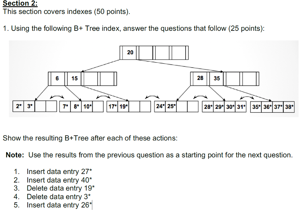  Section 2: This section covers indexes (50 points). 1. Using the