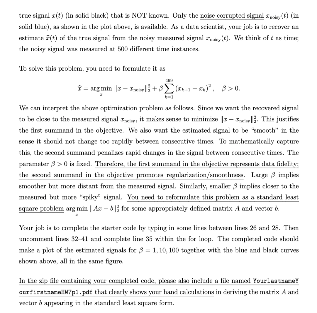 $8 generate synthetic data for the noisy signal t = (1:500); x