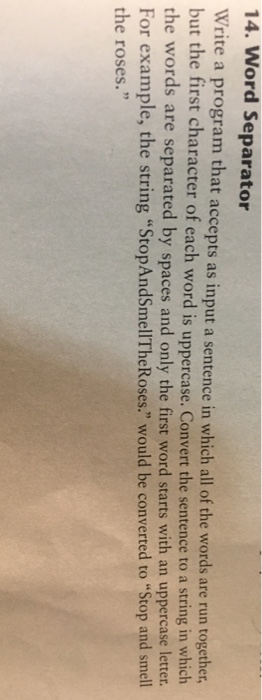  Please send me working Java program only 14. Word Separator Write