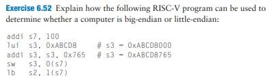  Exercise 6.52 Explain how the following RISC-V program can be used