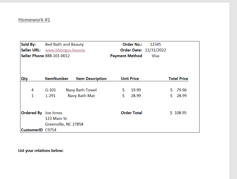  Homework #1Part 2: Normalization (60%) Convert the form below into a