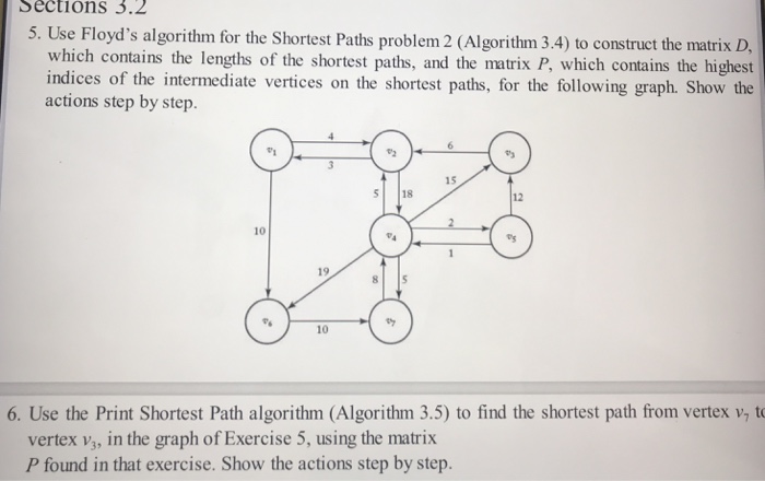  Sctions 3.2 5. Use Floyd's algorithm for the Shortest Paths problem