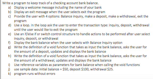A c++ program. Use a loop to process the 4 user options