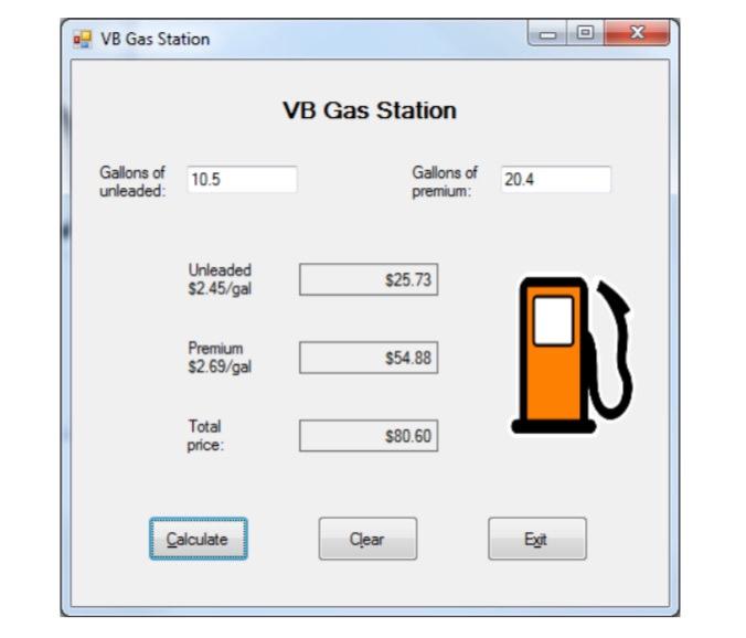 Hello I need a gas pump program for Visual Basic in which