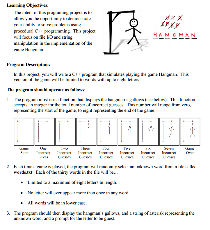 Learning objectives: The intent of this programing project is to allow