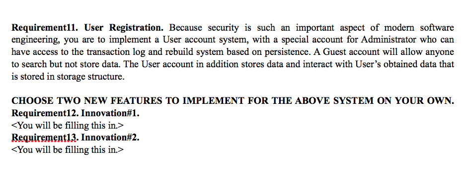 Requirements This hw serves as a means for you to demonstrate the