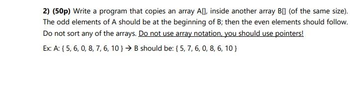 2) (50p) Write a program that copies an array All, inside