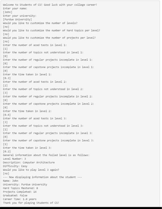 object and instantie the fields to the following hard Topics Perlevel 4