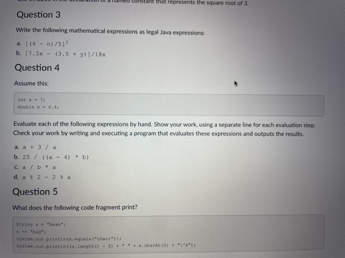  that represents the square root of 3 Question 3 Write the
