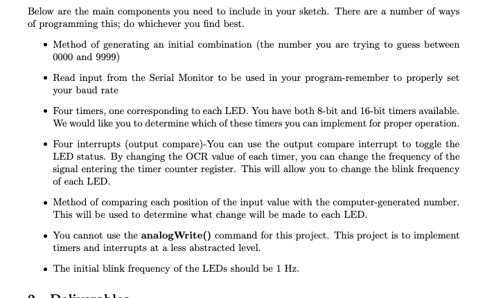number corresponds to an LED. When the program begins, each LED should