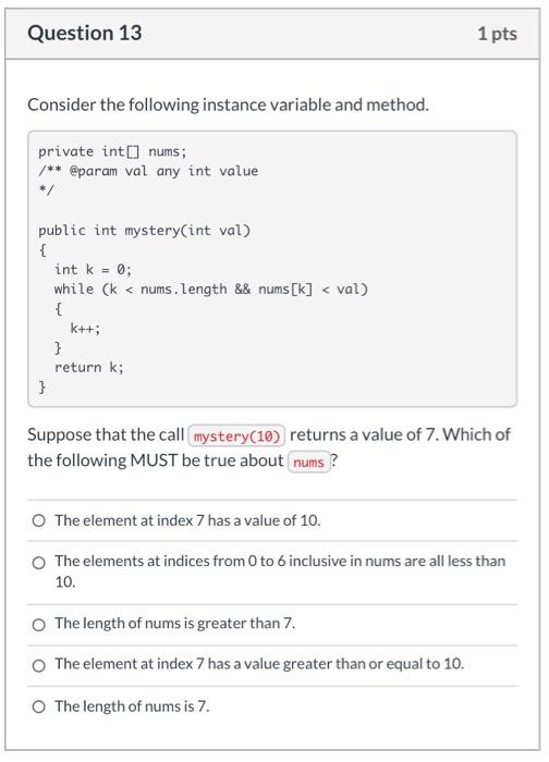 the same class. public static void mystery(int) data) { for (int k-2;