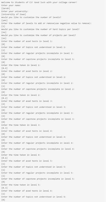 Hard Topics Perlevel chard ToplesPerLevel Projects Progrelectie Student.java This represents the student