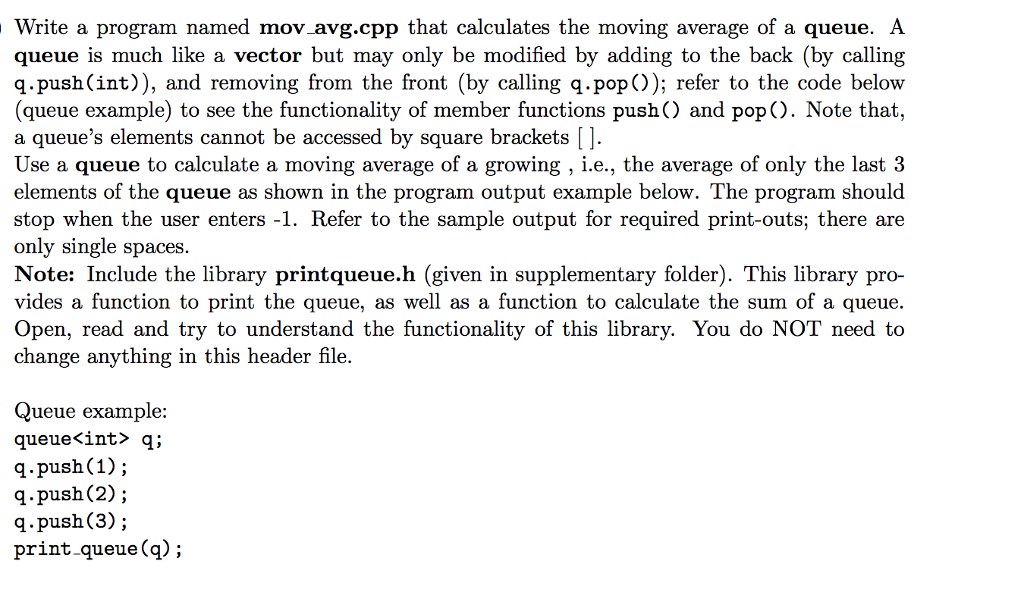  Write a program named mov avg.cpp that calculates the moving average