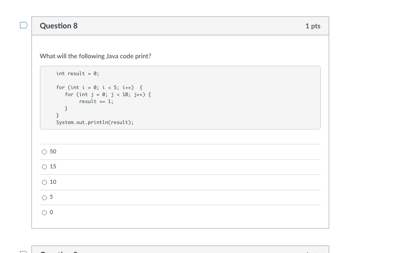 int x = 2; for (int i = 0; i