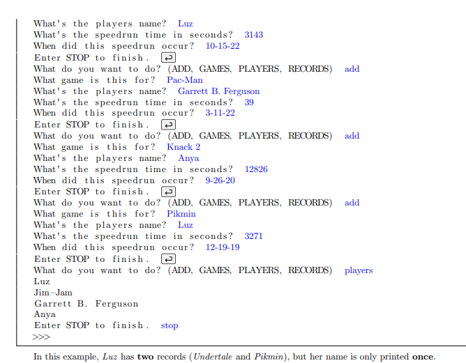 runs - unfortunately, we're not at the point yet in the semester