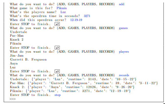 use a while loop to run infinitely, only ending the software (and