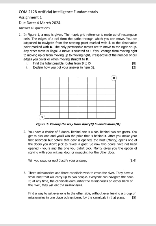  COM 2128 Artificial Intelligence Fundamentals Assignment 1 Due Date: 4 March