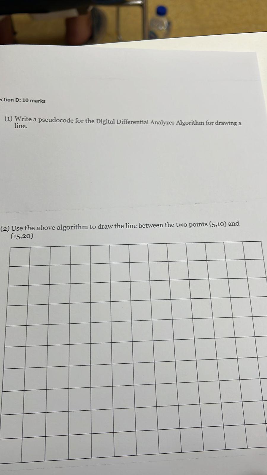 (The Drawing is necessary) (1) Write a pseudocode for the Digital Differential