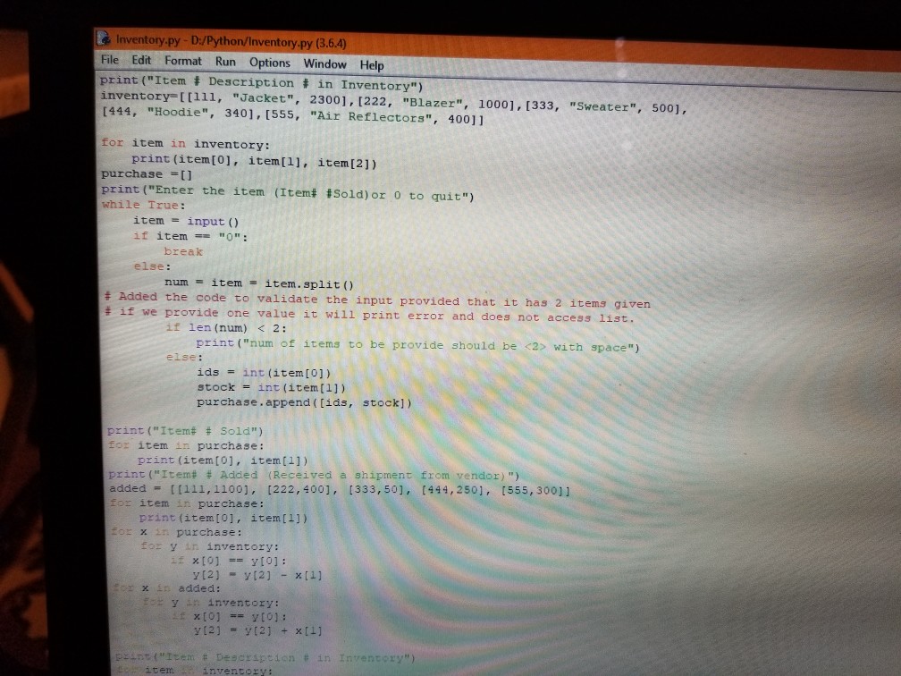 Python program: How would I convert this code into a flowchart? D:/Python/Invento