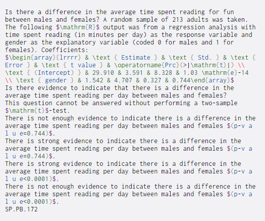  Is there a difference in the average time spent reading for