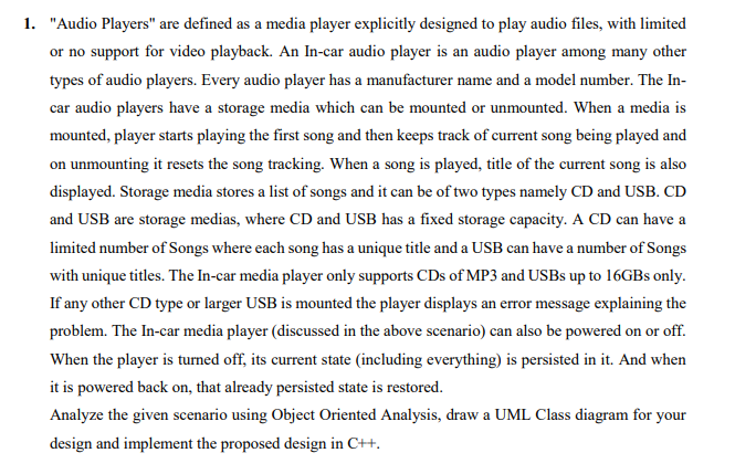 I need C++ Code with GUI 1. "Audio Players" are defined as