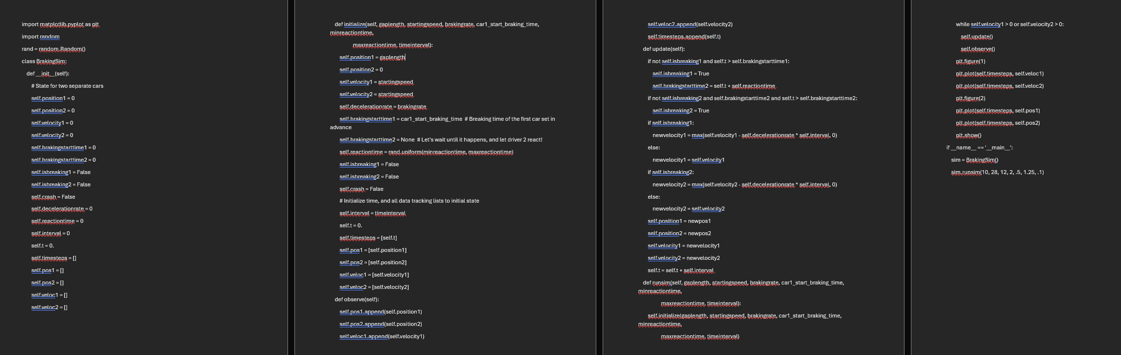  Imagine you're creating a computer program that simulates the motion of
