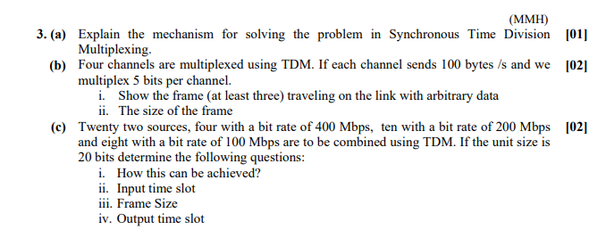 (MMH) 3. (a) Explain the mechanism for solving the problem in