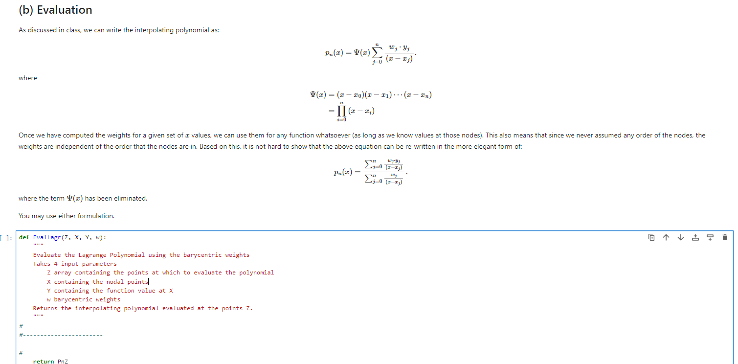  using python, (b) Evaluation As discussed in class, we can write