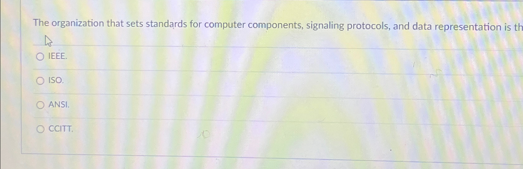  The organization that sets standards for computer components, signaling protocols, and