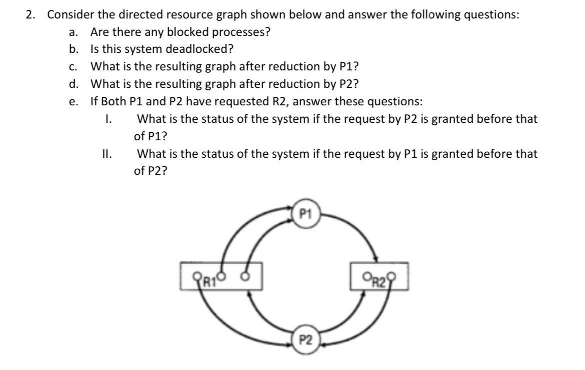  Consider the directed resource graph shown below and answer the following