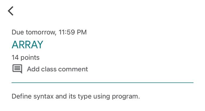 < Due tomorrow, 11:59 PM ARRAY 14 points Add class comment Define