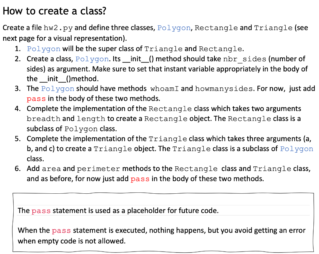  How to create a class? Create a file hw2.py and define
