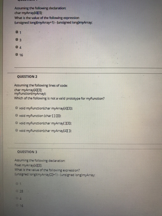  Assuming the following dedaration char myArrayf4131 What is the value of