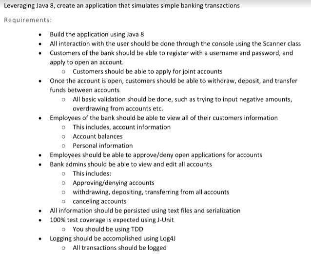  Leveraging Java 8, create an application that simulates simple banking transactions