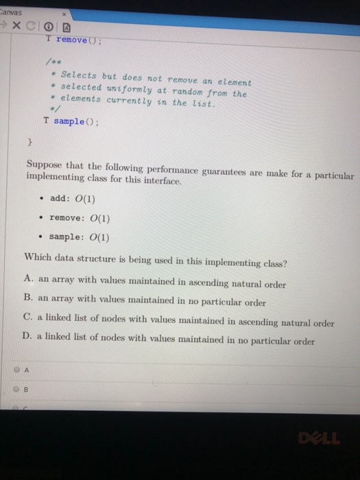 internal array after the following sequence of operations? (The array is shown