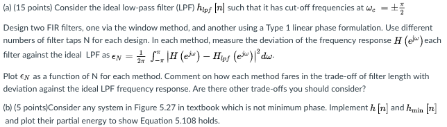 USING MATLAB the ideal low-pass filter (LPF) h -such that it has