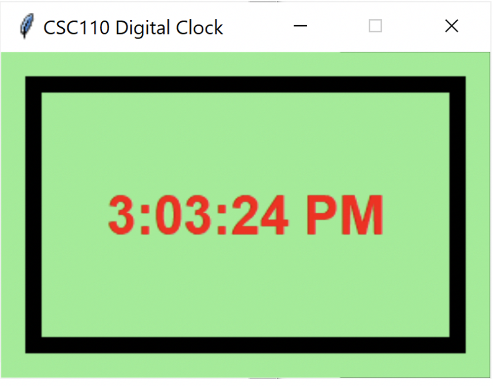 drawing a digital clock using python graphics (a detailed requirement is at