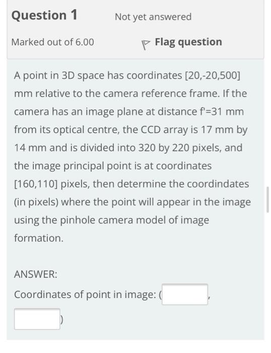 This question is about computer vision. Please answer it in 1 hour.