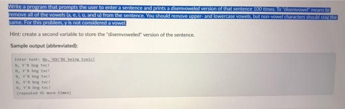 Write a program that prompts the user to enter a sentence