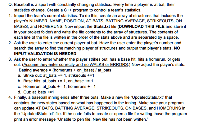 Please write a c++ code that runs the below program: The text