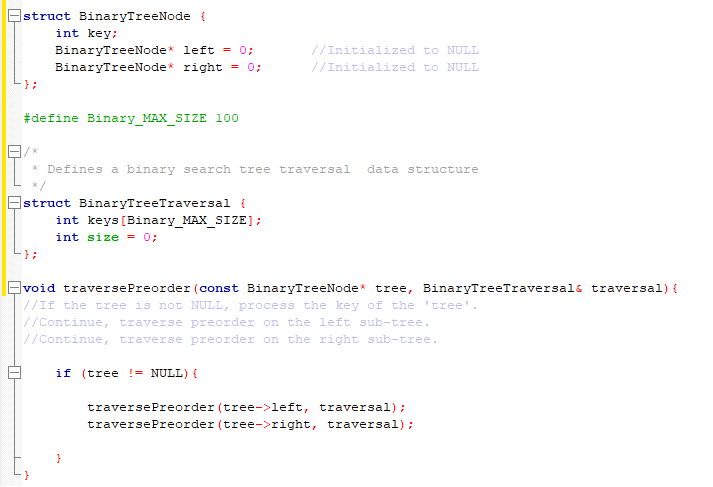 Hello, So, I'm trying to implement a traversal preorder binary search tree