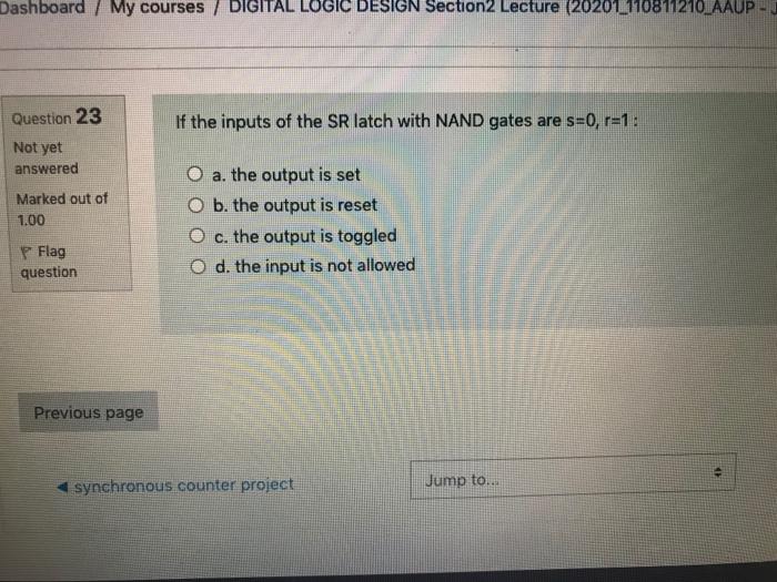  Dashboard / My courses / DIGITAL LOGIC DESIGN Section2 Lecture (202011110811210