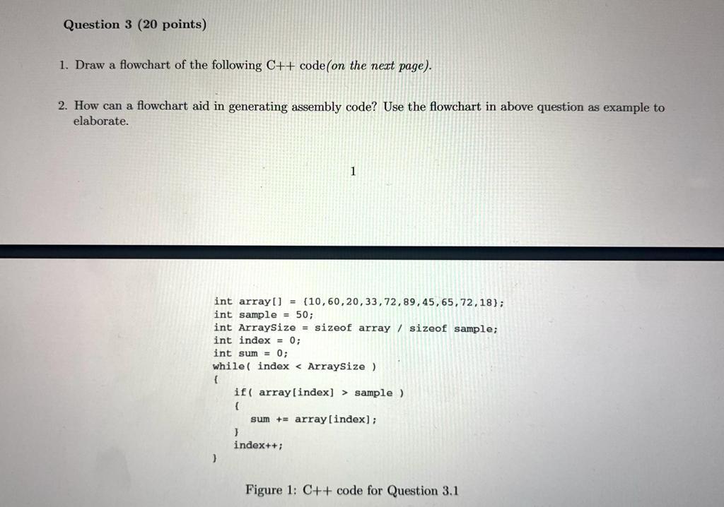 please answer correctly. Question 3 (20 points) 1. Draw a flowchart