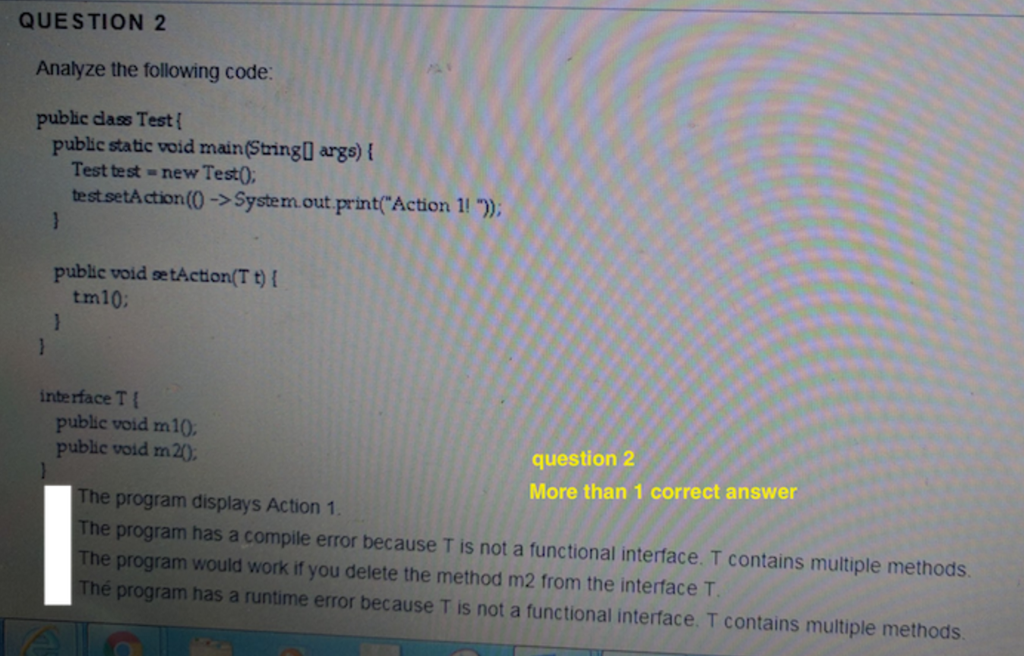 Java expert please help me multiple choice questions. If question you are