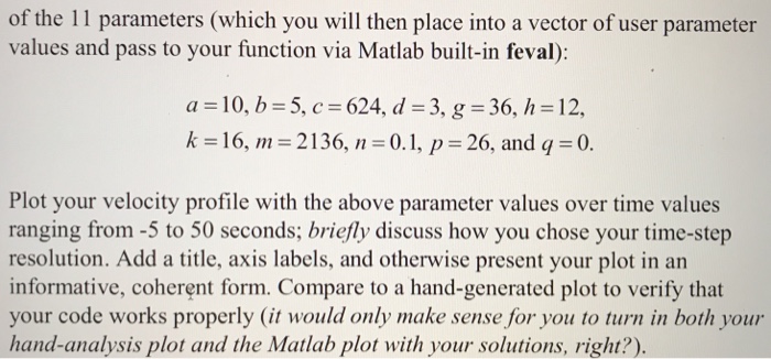 the velocity profile is described by a piecewise function, and is parameterized