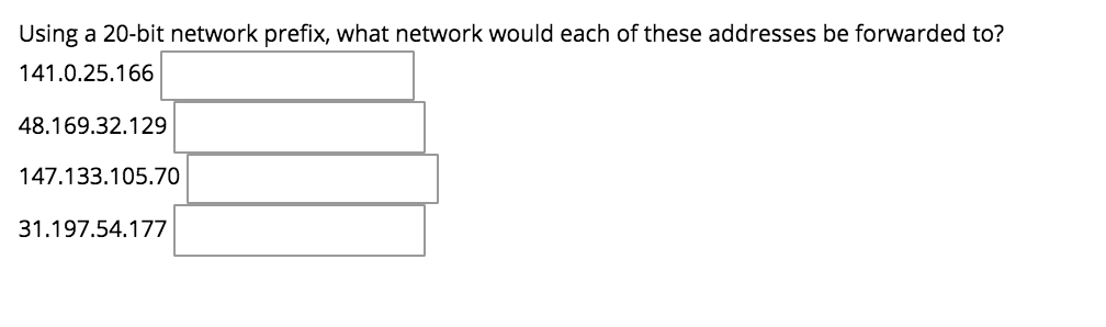  please do NOT answer in binary Using a 20-bit network prefix,