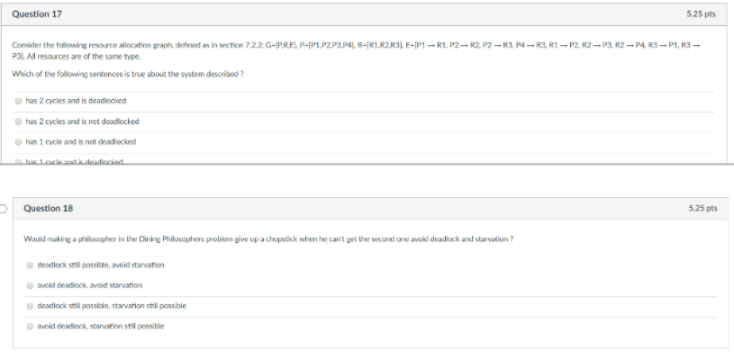  Consider the following resource allocation graph, defined as in section 7.2.2