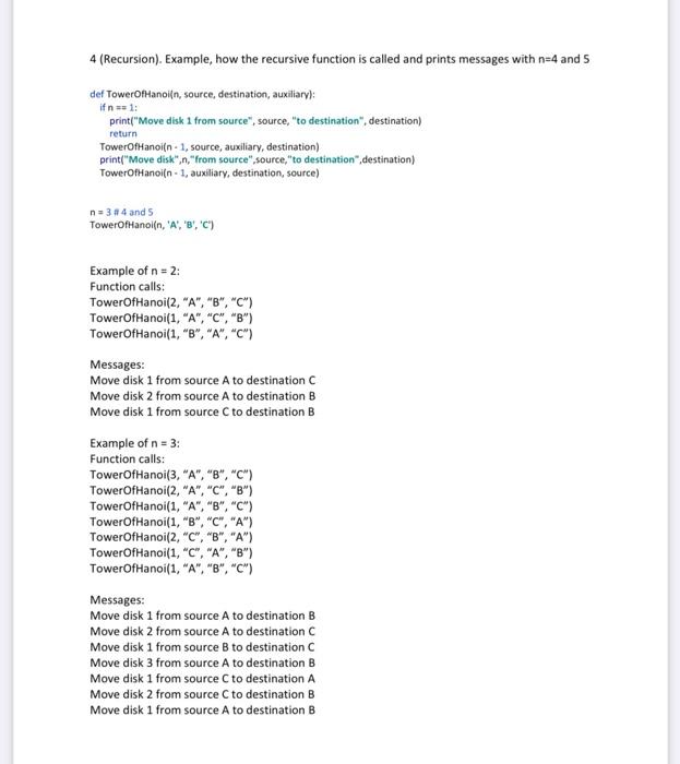 python 4 (Recursion). Example, how the recursive function is called and prints