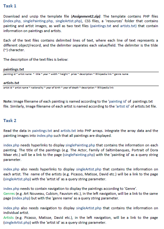 Index.php: SingleArtist.php: SinglePainting.php: Thank you so much in advance! Task 1