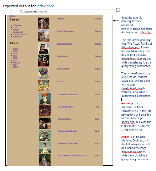 Download and unzip the template file (Assignment2.zip). The template contains PHP files
